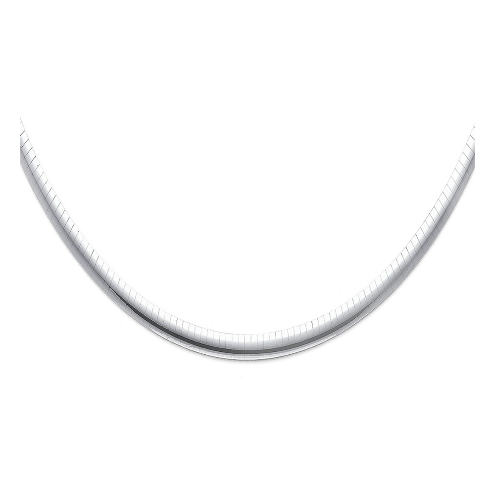 14K White  5mm Reversible Omega Necklace - 18"